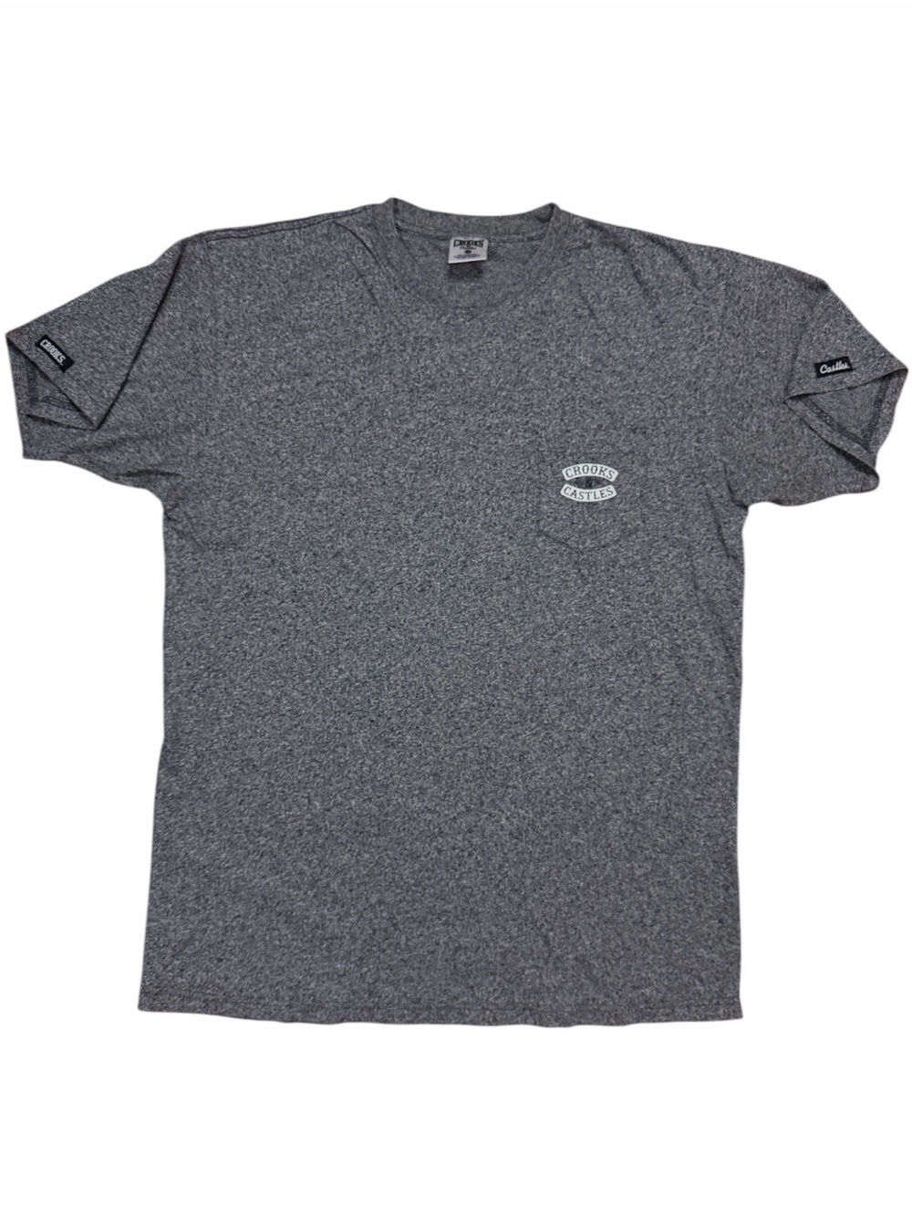 Crooks & Castles Heather Dark Grey Short Sleeve Pocket Tee Men sz. M